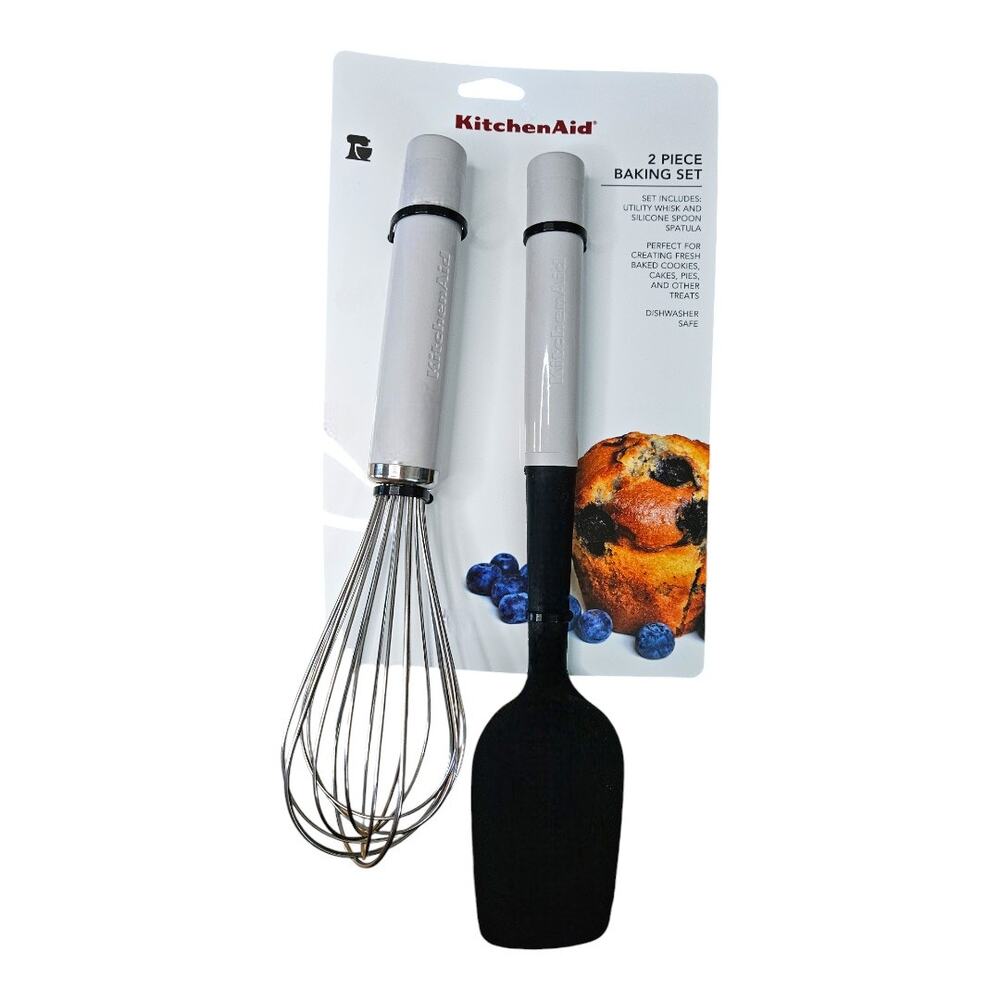NEW KitchenAid 2-Piece Baking Set in Milkshake [Gray/Cream](Whisk & Spatula Set)